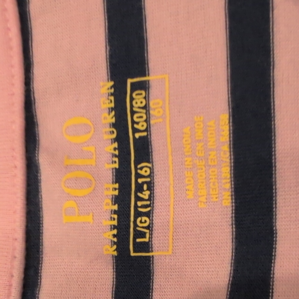 Girls Polo Ralph Lauren pink & navy shirt dress size L(14/16) - Picture 4 of 5